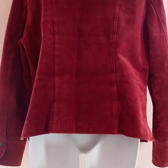 Live A Little Vintage 90's Jacket Top Red Raspberry Leather Button Down - Picture 6 of 15
